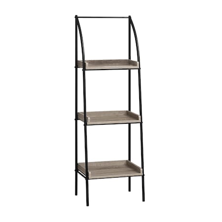 Monarch Specialties Bookshelf, Bookcase, Etagere, Corner, 3 Tier, 48"H, Office, Bedroom, Metal, Laminate, Brown, Black I 7228